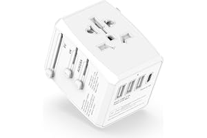 YEONPHOM Adaptateur Prise Universelle Adaptateur Voyage, Adaptateur Universel de Voyage avec 3USB et 1 USB C Adaptateur Prise Internationale de Voyage pour USA EU UK Australie France Anglaise Americaine Canada