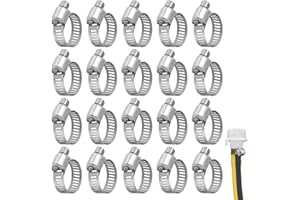 GRUVOX 20 PCS Hose Clips 13-19mm Adjustable Hose Clamps Hose Screws Pipe Clamps Clips Assortment for Hose Pipe Jubilee Clips Jubilee Clip Assorted Clip Pipes Tube Clamp Kit for Securing Hose Connections
