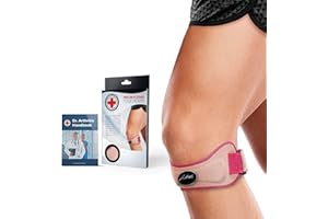 DR. ARTHRITIS Tutore Ginocchio Ideato da Medici Specialisti – Fascia Ginocchio Regolabile per Alleviare Dolori e Tendiniti – Supporto Sottorotuleo per Fastidi al Menisco (Taglia Unica, Confezione Singola, Rosa)