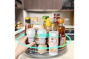 CYGJING Obrotowa półka na przyprawy 360°, obrotowa kołowrot, kuchnia, przezroczysta, 27 cm, obrotowa szafka na przyprawy, obrotowa szafka kuchenna, oszczędność miejsca