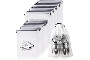 RETON Schuhbeutel für Reisen, durchscheinende Schuhtasche mit Kordelzug, tragbar, wasserdicht, Reise-Schuhbeutel zur Aufbewahrung, Organizer mit Seil für Damen und Herren, 20 Stück, durchsichtig,