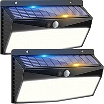 Peasur 368LED Solarlampen für Außen mit Bewegungsmelder, Solarleuchten Lampe Outdoor 3 Modi IP65 Wasserdichte Solar Wandleuchte für Garten Garage Deck, 2 Stück