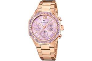 LOTUS Reloj Mujer Analógico de Acero Inoxidable 316l Rosa - Movimiento de Cuarzo Cronógrafo - Cristal Mineral de Alta Resistencia - Resistente al Agua 5 ATM - Special Prices 18874/1