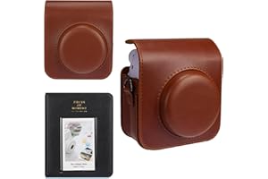 Meetikar Borsa per fotocamera e 64 tasche Album fotografico compatibile con Fujifilm Instax Mini 12 in pelle PU portatile con tracolla regolabile