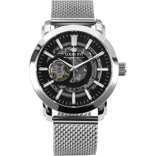 DESIGN - Orologio Bracciale Con Cinturino Argento, Quadrante Canna Di Fucile E Texture A Righe