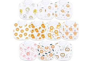 HAKOCHIA Waterproof Baby Bibs for Boys Girls, Super Soft and Absorbent 4-Layers Unisex Cotton Baby Bandana Bibs With Adjustable Snaps for Infants Newborn Feeding, Teething, Drooling,3-36 Months 10-Pack