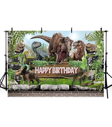 Bannière Photo Dinosaures WADORN - Toile De Fond 180x200 Cm, Corde 6m, Décoration Fête Anniversaire Safari