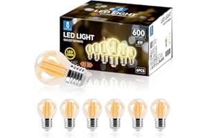 Aigostar Ampoule LED Filament E27,Blanc Chaud 2200K,600LM,6W(équivalent à 48W), Rétro Ampoule Edison LED G45,Lot de 6
