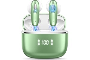 HOSGUBO Auriculares Inalambricos Bluetooth, Cascos Inalambricos Bluetooth 5.3 con 4 HD Mics, Auriculares Inalámbricos 40 H HiFi Estéreo Cancelación Ruido ENC, Auriculares In Ear IP7 Impermeable, Pantalla LED.