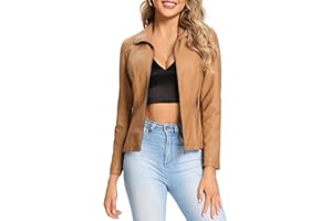 S P Y M Womens Leather Jacket, Faux Motorcycle Biker Coat, Regular and Plus Size Coat