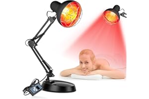 Cozion Lampara Infrarrojos Calor, Lampara Infrarrojos Fisioterapia Luz Roja Terapia Lampara Luz Roja Luz Infrarroja Fisioterapia con Temporizador Temperatura Ajustable
