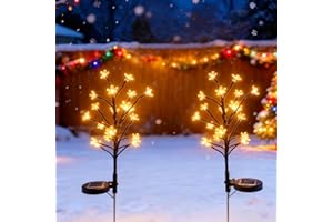 Quintrost Luces Solares Jardín Exterior, 2 Piezas Luz Solar de Flores de Cerezo LED, Lámparas Solares Decorativa IP65 Impermeable, Decoración para Patio, Césped, Boda, Fiestas, Navidad, Blanca Cálida