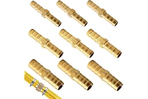 JCSJK 6mm 8mm 10mm Hose Pipe Connectors, 9PCS Brass Barb Female to Female Metal Hose Pipe Fittings 2 Way Straight Air Line Connector Coupler for Fuel/Water/Oil Hose