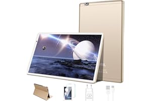 FACETEL Tablet 10 Pollici Tablet Android con WiFi, Octa-Core, RAM + ROM (Memoria Estesa), 8000mAh, 1280 * 800 HD, 5MP + 8MP, Bluetooth, Certificato GMS, Tablet con Tastiera e Mouse - Oro