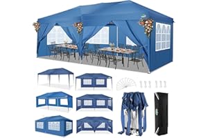 COBIZI Gazebo pieghevole 3 x 6 cm, impermeabile, resistente all'inverno, pop-up, pieghevole, 3 x 6 cm, con 6 bordi laterali, 3 altezze regolabili, protezione UV, per feste, mercato, eventi all'aperto