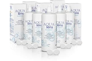 AQUA lens Kontaktlinsen Fluessigkeit 5x360 ml - 1800 ml +5 Behälter - Premium All-in-One Kombilösung für weiche Kontaktlinsen mit HPMC