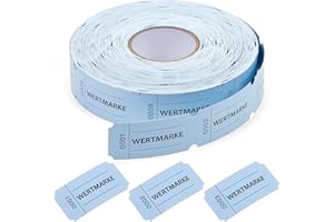 Nezyo Wertmarken Rolle 1000 Blatt Perforierte Wertmarken Fortlaufende Nummer Essensmarken Rolle Getränke Marken Rolle Abrisskarten für Geschäfte Bar Hochzeit Party Weihnachten(Blau,Wertmarke)