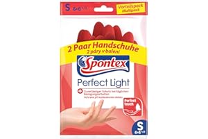 ‎SPONTEX Spontex Perfect Light Haushaltshandschuhe, ideal für alle Reinigungsarbeiten, aus Naturlatex, mit Anti-Rutsch-Profil, zuverlässiger Schutz, Größe S, 2 Paar