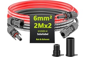 MXRPV Tool-Free Solarkabel 4mm²/6mm²,Solarkabel Verlängerung 1/2/3/5/10M,PV Kabel(6mm2, 2m)