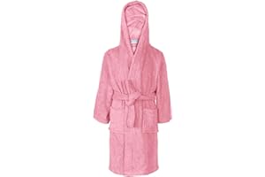 A2Z 4 Kids Childrens Boys Girls Hooded Bathrobe 100% Cotton Terry - Towel Bathrobe Baby Pink_5-6