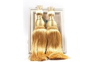 LianLe EIN Paar Vorhang Raffhalter Band Binden Quasten Design Gardine Bänder (Gold)