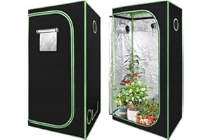 Daromigo Tenda da coltivazione, 100 x 100 x 200 cm, 600D Oxford, impermeabile, per la coltivazione in interni, serra ventilata, colore: nero e verde