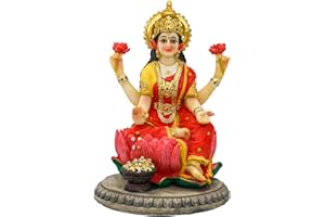 ALIKIKI Indian Goddess Lakshmi Statue Figurine - 5.3”H Lakshmi Idols Statue Murti Laxmi Staue Home Office Temple Mandir Pooja Item Diwali Gifts Diwali Decoration for Home Spiritual Gift