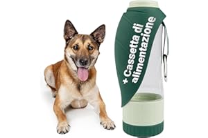 emmi-pet Borraccia per Cani 2 in 1 | Portatile 600 ml + Sacchetto 150 ml | A Prova di Perdite | Con Moschettone in Alluminio | Dispenser Acqua per Viaggi e Passeggiate