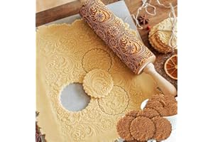 TTCOTOKE Mattarello di Natale, 2023 Mattarello di Rilievo Mattarello 3D Rolling Pin per Biscotti e Pizza Utensile da Cucina Rilievo di Legno Inciso per Biscotti, Impasto, Mattarello Inciso di Xmas 41cm