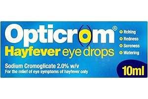 Opticrom Hayfever 2% w/v Eye Drops Solution, Anti-Allergy Relief for Itchy and Irritated Eyes, Fast-Acting Treatment for Hayfever Symptoms with Sodium Cromoglicate, 1 x 10 ml