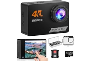 CAMLANCE Cámara Deportiva 4K 60FPS con Pantalla Táctil,8X Zoom Videocámara de Casco WiFi-EIS Antivibración,48MP Subacuática Buceo 40M-Tarjeta 64GB,Control Remoto,2 * 1350mAh Baterías,Varios Accesorios
