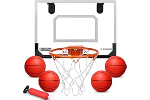 LNCOJOLM Indoor Mini Basketball Hoop Set for Boys Kids, Portable Mini Hoop with 4 Balls Over The Door Wall, Room Office Pool Basketball Toys
