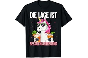 Lustige Party Gadgets Die Lage Ist Besäufniserregend mit Einhorn Unisex Cartoon-T-Shirt Schwarz S EU 38/40