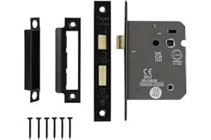 Decoranddecor Bathroom Mortice Lock - 3inch / 76mm - Matt Black - Fire Rated - UKCA & CE Approved