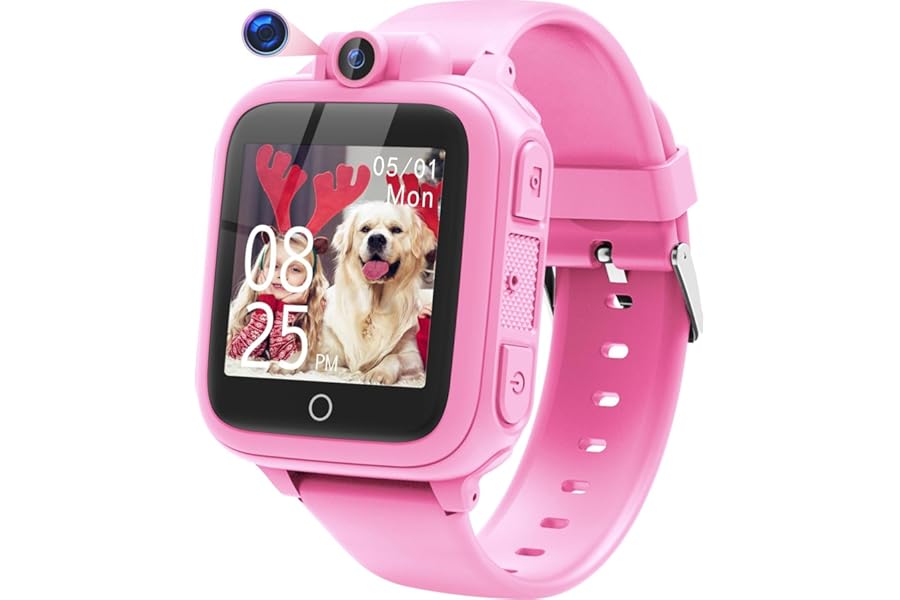 Awatty Kids Smart Watch for Boys Girls, Fashion Smartwatches for 5-12 Year Olds Children, Birthday Gift Toy for Kids, Digital Watch with 14 Puzzle Games (Pink, S)