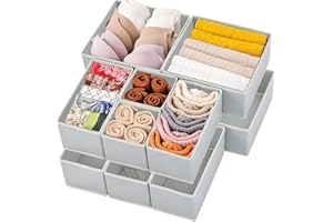 Kongming 12 szt. Organizer do szuflad, pudełka do przechowywania, bielizna, szuflady do przechowywania koszuli, skarpetek, biustonoszy, krawatów, szalików, składane, nadające się do prania, ubrania