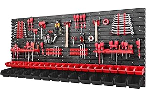 PAFEN Caja Apilable para Pared de Herramientas, 1728 x 780 mm, Sistema de Almacenamiento, Soporte para Herramientas y Caja de 36 Unidades, Estantería de Pared y Taller