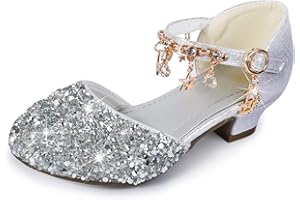 Sangyn Prinzessin Schuhe Mädchen Glitzer Hochzeiten Klett Sandalen Stöckelschuhe Kinder Partei Ballerina Cinderella Kristall Schuhe für Halloween Fest Fasching Geburtstag Party