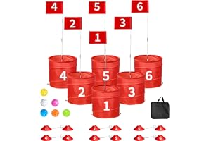 Bärbar Bucket Golf Game Set, 6 Hål Bakgård Aktivitet med vikbara flaggor.Hållbar Oxford Cloth Construction för Lawn Beach Camping.Rolig utomhussportsgåva för familjevänner.