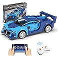 CaDA RC Racing Building Toy - App & Remote Control 325Pcs Blue Sport Car Building Brick Kit Birthday Gifts for 6 7 8 9 10+ Year Old Boy Kid, STEM Model Car Building Block Set