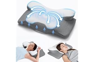 Trongle 2-in-1 Neck Pillow, Memory Foam Pillow, Ergonomic Orthopaedic Pillow, 2 Sleeping Heights, Neck Support Pillow for Sides, Back and Stomach Sleepers