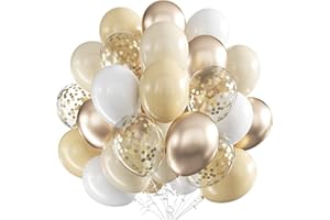 VUCDXOP Globos Champán dorada y blanco arena, 60 Piezas Globos de cumpleaños, Globos Látex Azul, Globos Fiesta, 12 Pulgadas Globos Metalizados Látex Globo para Cumpleaños Boda Baby Shower Bautizo Fiesta
