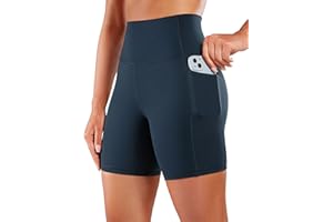 CRZ YOGA Women's Naked Feeling 6''/8'' Yoga Shorts with Pockets - High Waisted Gym Cycling Fitness Shorts