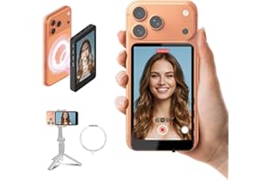 SYNCO XView Monitor Selfie Vlog pour iPhone 17 - Écran Selfie Magnétique sans Fil 1080P/4K pour Vlog, Utilise Caméra Arrière, 50m, 3h, Haut-Parleur pour Live Youtube/TikTok (Noir)