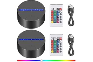 Apritsce LED Sockel, 2 Stück 3D Leuchtsockel mit Fernbedienung, Einstellbarer 16 Farben LED Sockel für Acrylglas, LED Lichtsockel für Schlafzimmer Bar