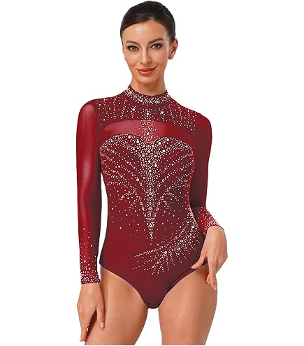 ODASDO Damen Gymnastikanzug Langarm – Mit Stehkragen & Boyshorts, Aus Lycra, Für Ballett & Tanz