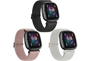 Oumida [3 PACK] Elastic Sool Loops for Fitbit Versa 3 Straps & Fitbit Versa 4/3/Sense 2/1 Straps for Women/Men, Soft Stretchy Loop Adjustable Sport Replacement Wriststraps