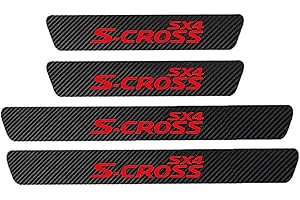 WYXAXNM 4Pcs Car Door Sill Protector for Suz-uki SX4 S-Cross, Carbon Fiber Outer Door Sill Non-Slip Kick Plates Sticker Trim, Auto Accessories Scuff Guard Threshold Cover Pedal Edge Entry Guard Decorative