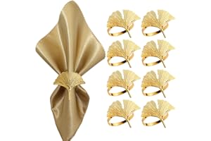 Lvjkes 8 Pezzi Portatovaglioli da Tavola, Forma Fogliare Oro Porta Tovaglioli da Tavolo, Metallo Portatovaglioli, Per Banchetto di Nozze Festa di Anniversario Decorazione della (Oro-5)