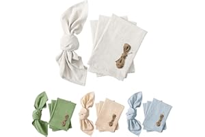 EMBHLITFE 6 servilletas de tela hechas a mano, 100 % algodón y lino, 45 x 45 cm, reutilizables, suaves, cómodas, para bodas, fiestas, cenas, Navidad, uso diario (blanco)